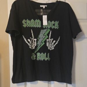 Maurices Black Tee with Green and White Graphic